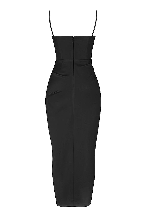 Norvielle Damen Midikleid Plissiertes Korsett