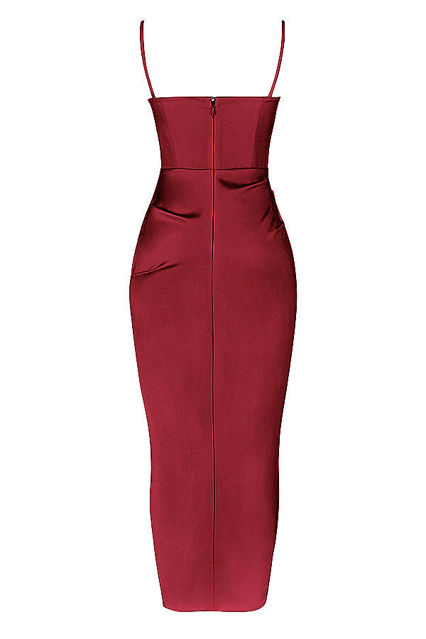 Norvielle Damen Midikleid Plissiertes Korsett