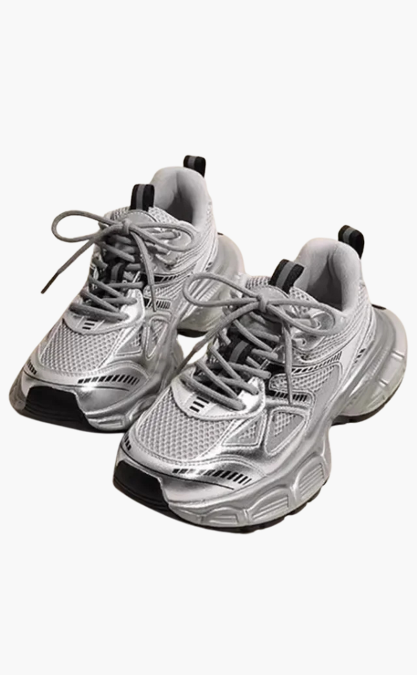 Damen Chunky Sneaker Grau Mesh Bequem