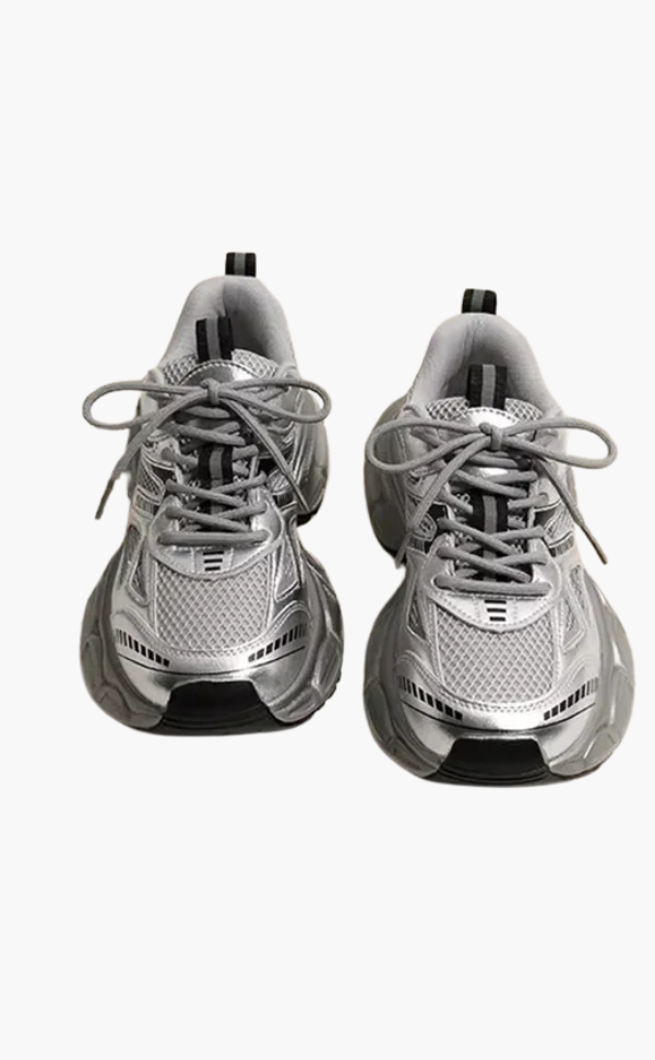 Damen Chunky Sneaker Grau Mesh Bequem
