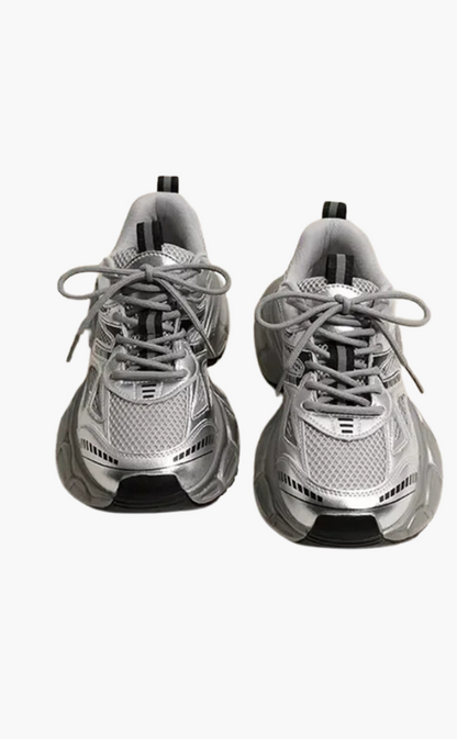 Damen Chunky Sneaker Grau Mesh Bequem
