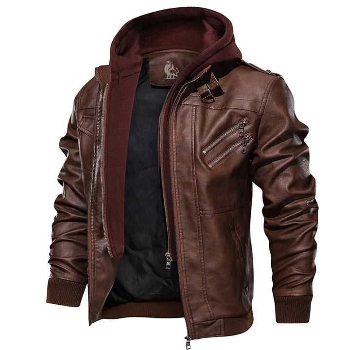 Lederjacke Salvador Männer Leder Schwarz - Norvielle