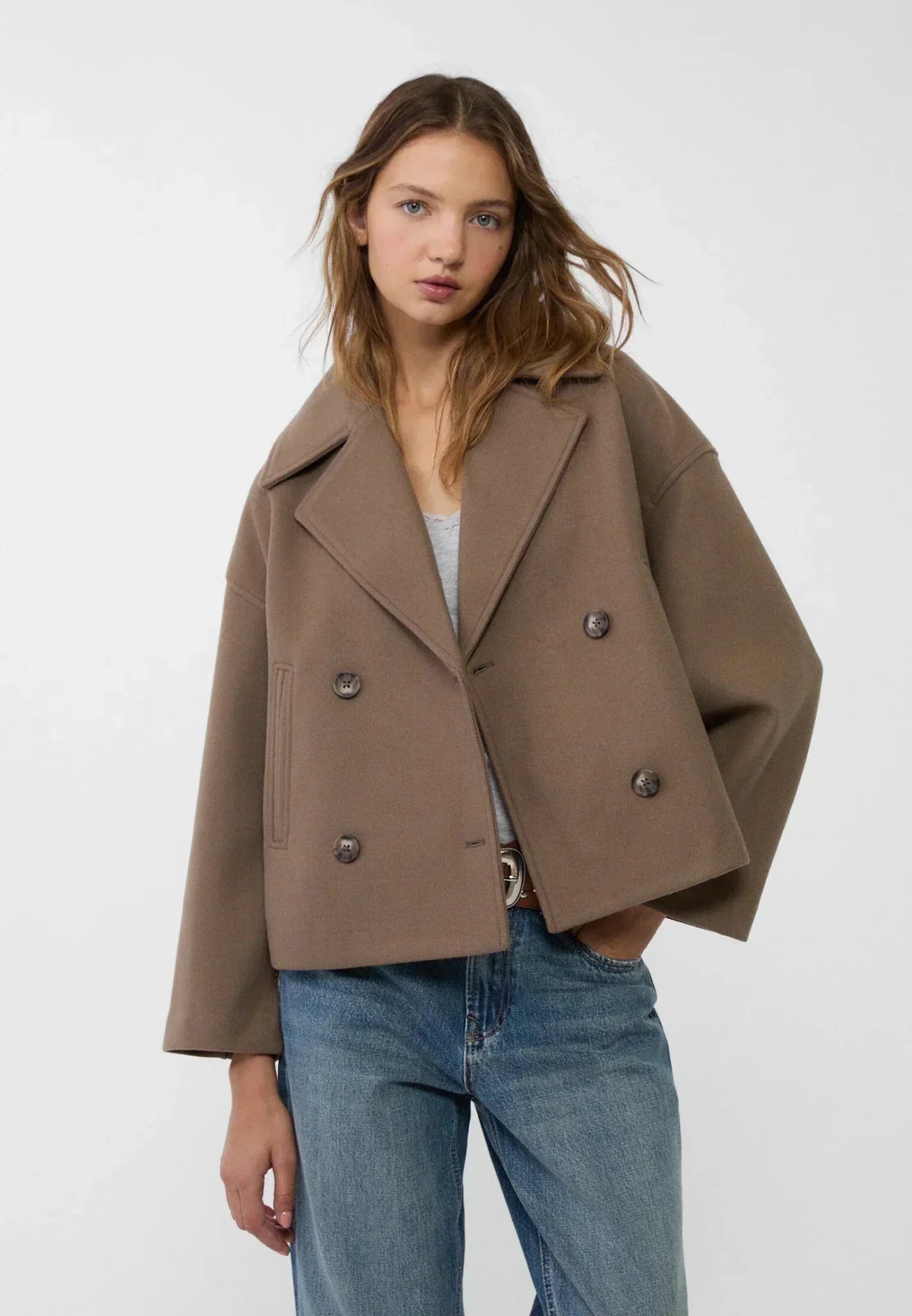 Damen Kurzjacke Elegantes Doppelknopf-Modell