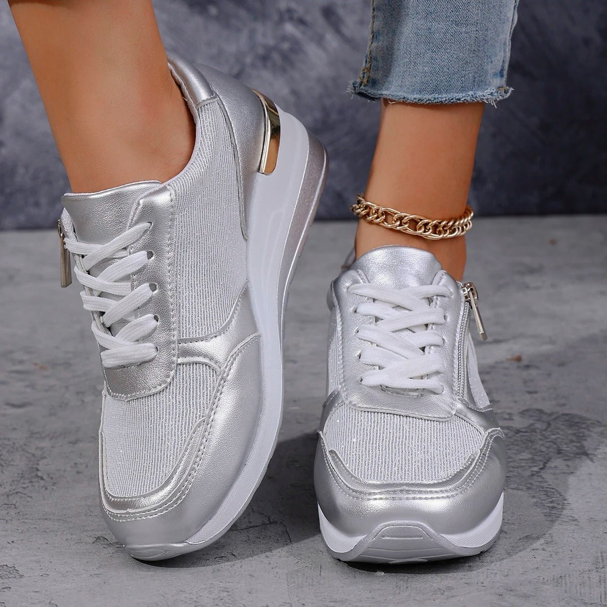 Damen Plateau Sneaker für Gehen - Norvielle