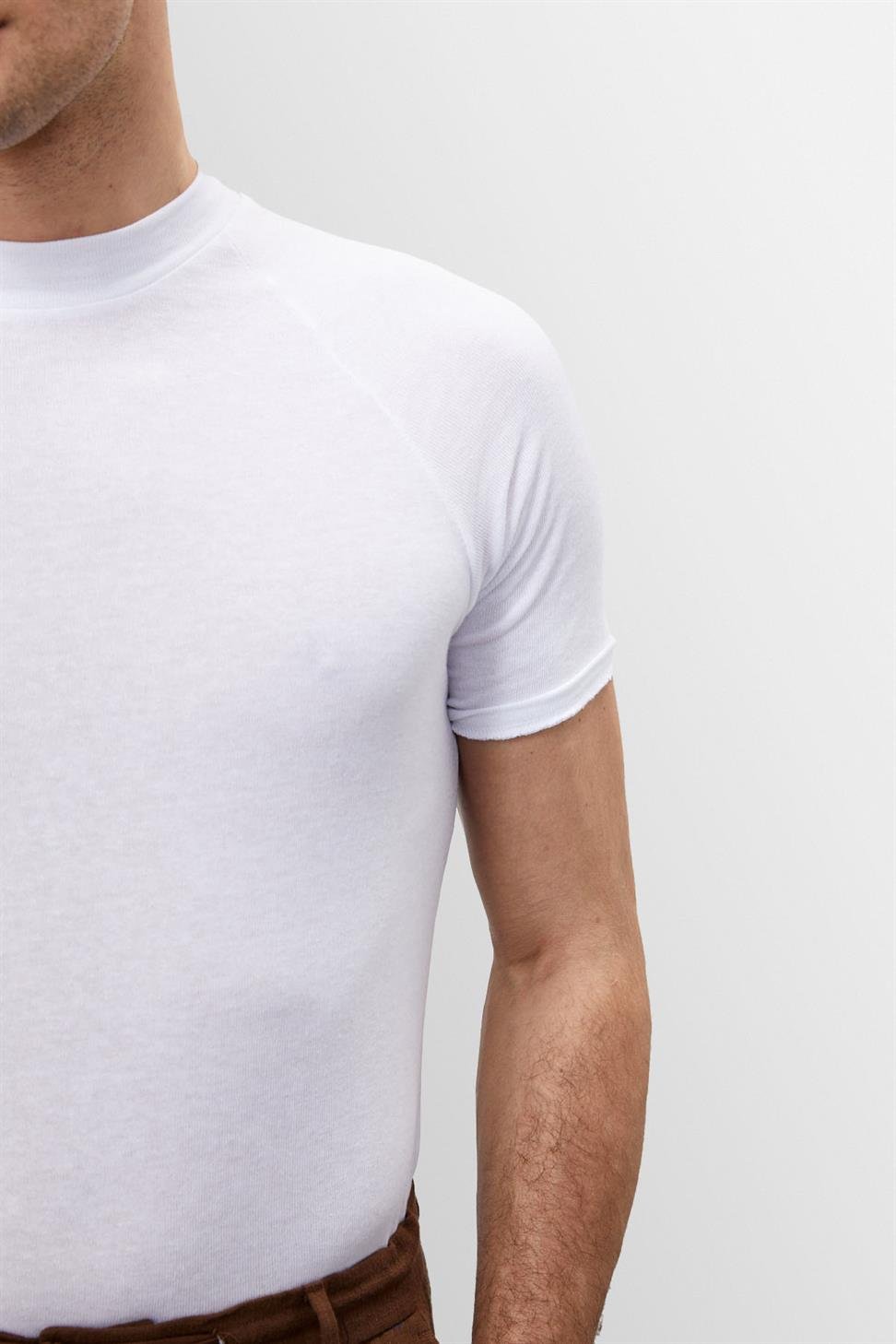 Herren Slim-Fit T-Shirt Weiß Baumwolle