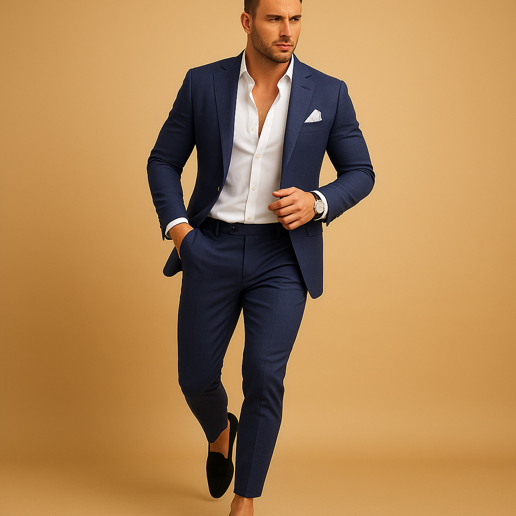 Herren Anzug Slim Fit Formell Schwarz - Norvielle