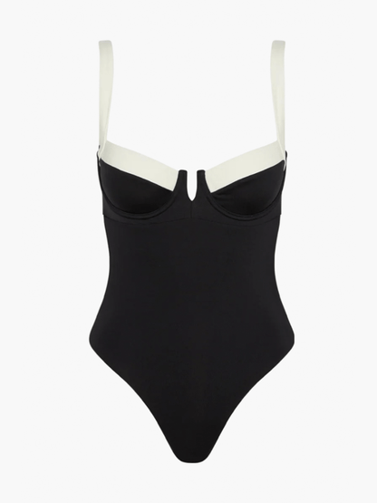 Norvielle Damen Badeanzug Einteiler Colorblock