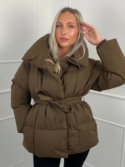 Damen Winter-Steppmantel mit Gürtel