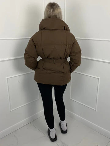 Damen Winter-Steppmantel mit Gürtel