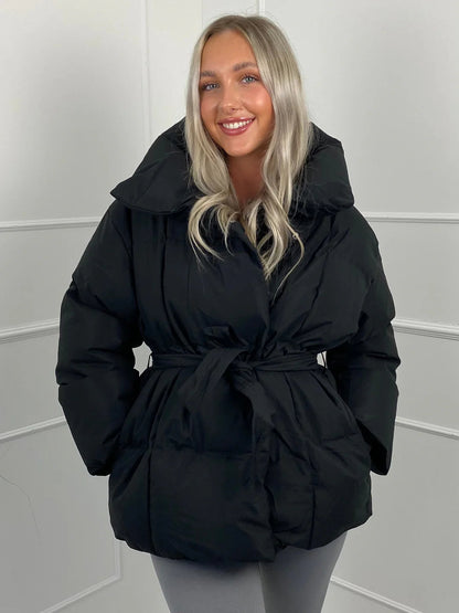 Damen Winter-Steppmantel mit Gürtel