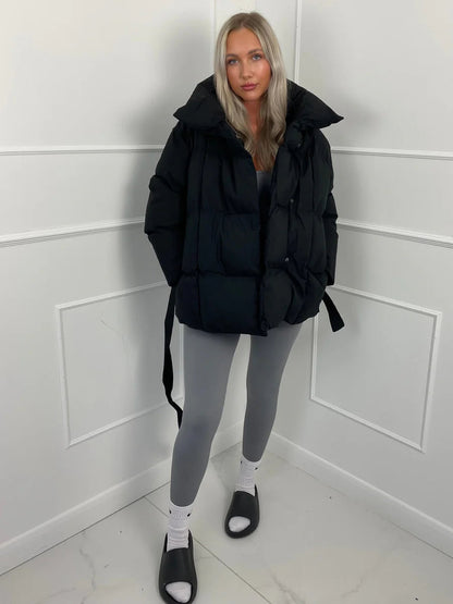 Damen Winter-Steppmantel mit Gürtel