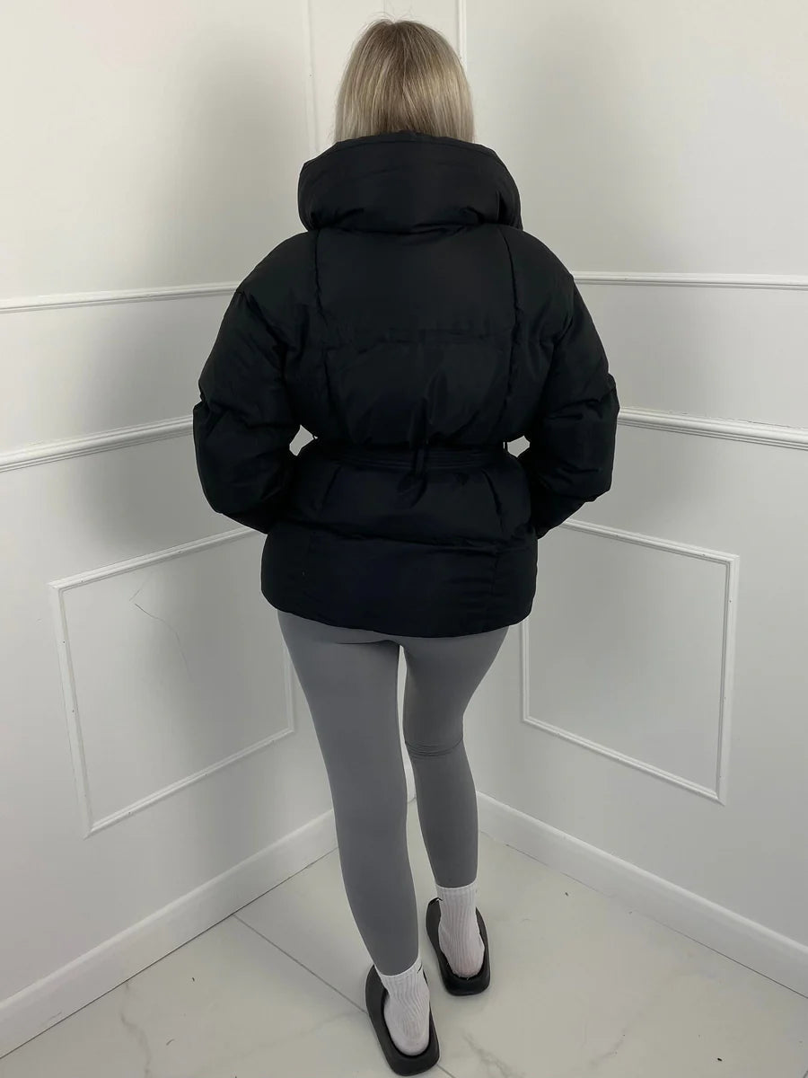 Damen Winter-Steppmantel mit Gürtel