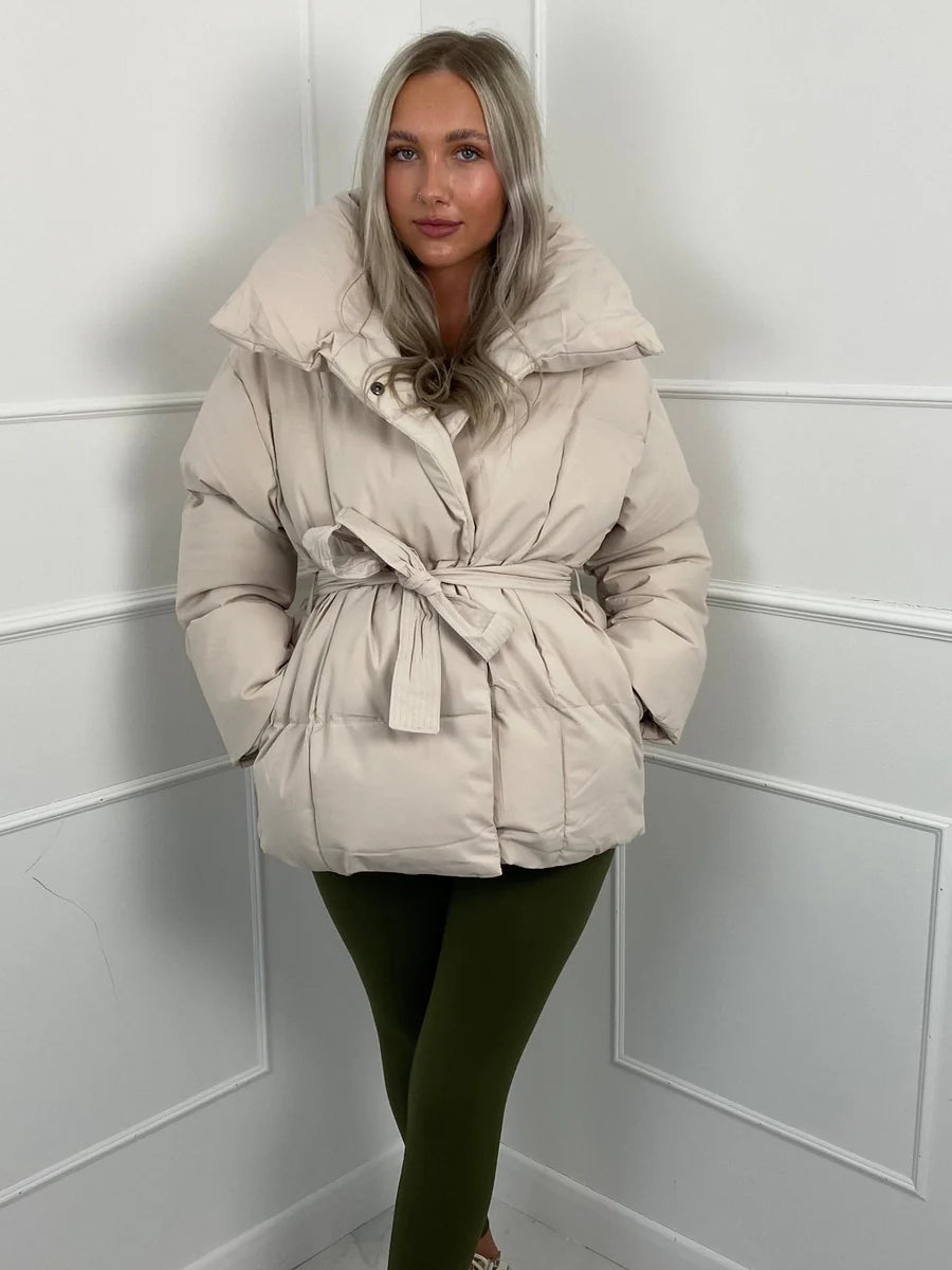Damen Winter-Steppmantel mit Gürtel