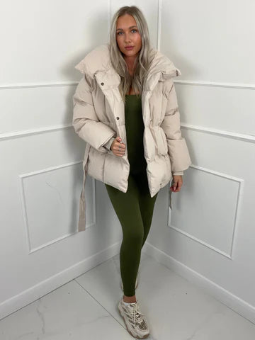 Damen Winter-Steppmantel mit Gürtel