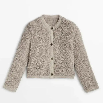 Damen Teddy-Cardigan Gemütlich Beige - Norvielle