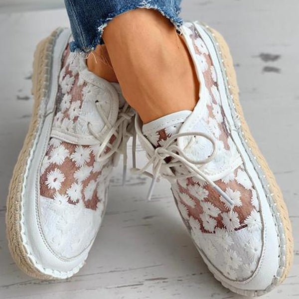 Norvielle Damen Sneakers Bestickt Weiß