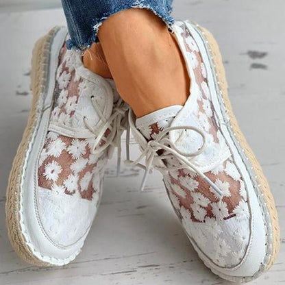 Norvielle Damen Sneakers Bestickt Weiß
