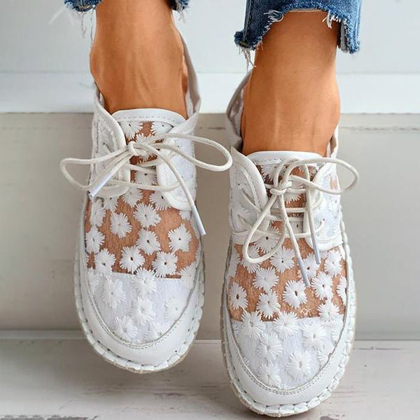Norvielle Damen Sneakers Bestickt Weiß