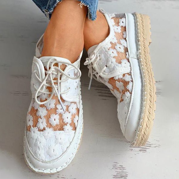 Norvielle Damen Sneakers Bestickt Weiß