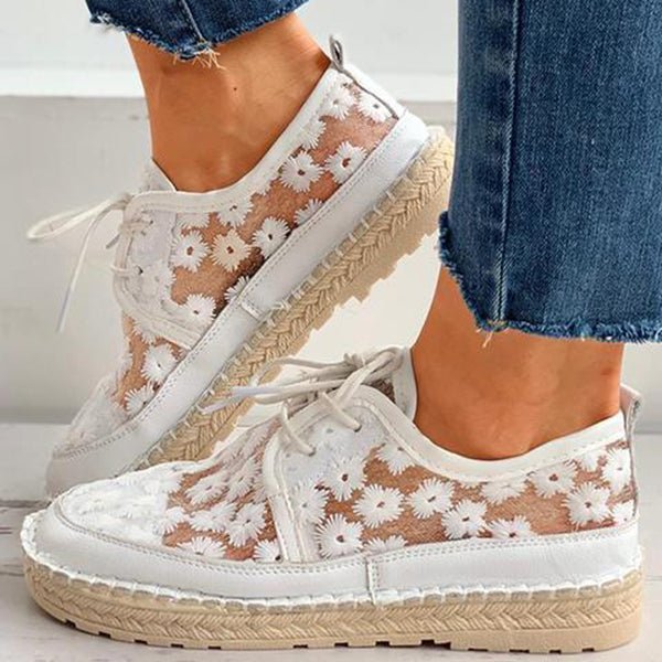 Norvielle Damen Sneakers Bestickt Weiß