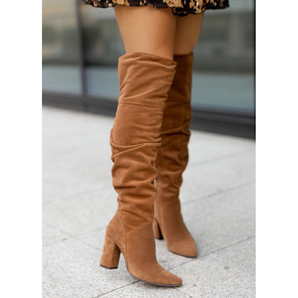 Damen Kniehohe Stiefel Locker sitzend Blockabsatz