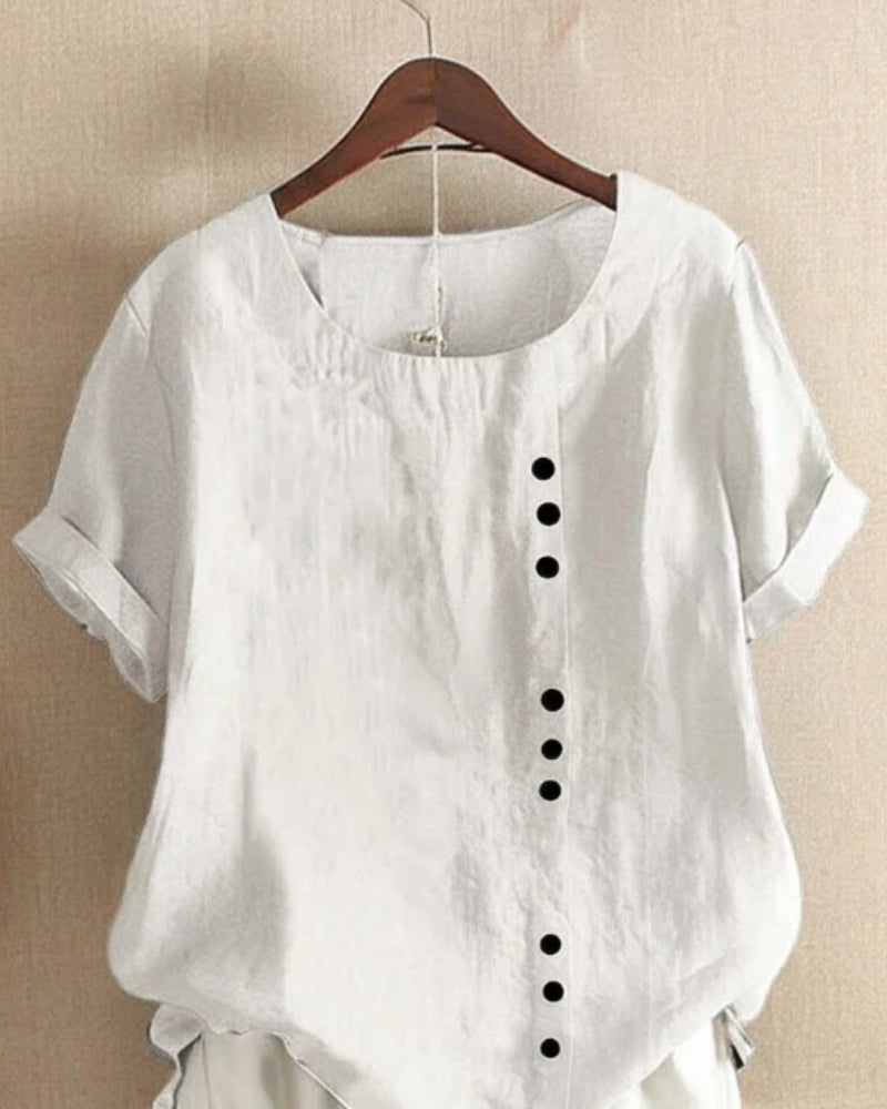 Damen Sommerbluse Rundhals Kurzarm Leicht
