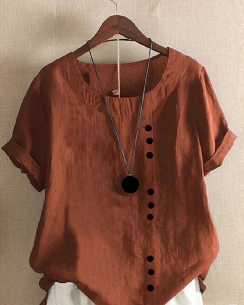Damen Sommerbluse Rundhals Kurzarm Leicht