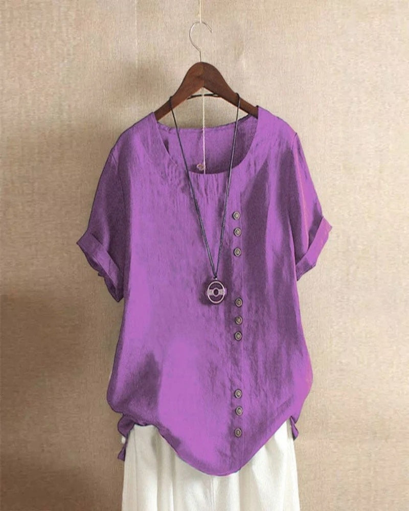 Damen Sommerbluse Rundhals Kurzarm Leicht