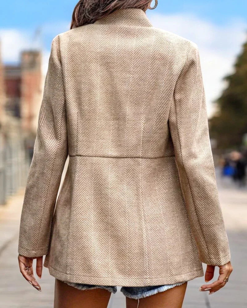 Damen Blazer Kragen Schlicht Schwarz - Norvielle