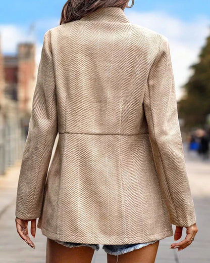Damen Blazer Kragen Schlicht Schwarz - Norvielle