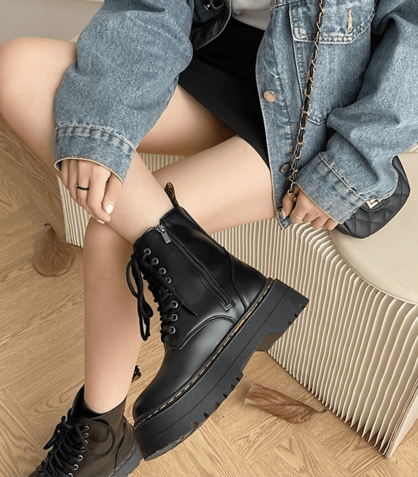 Eline Damen Plateaustiefel Leder Komfort