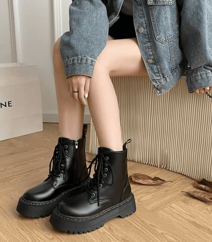 Eline Damen Plateaustiefel Leder Komfort