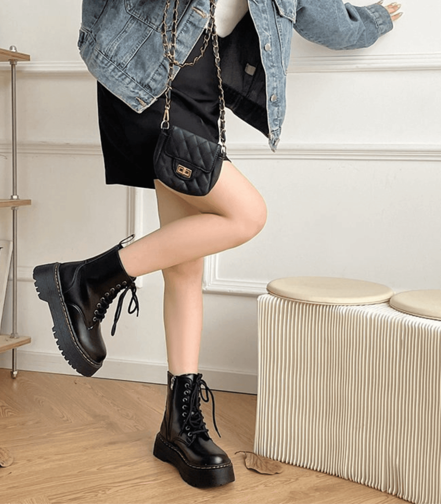 Eline Damen Plateaustiefel Leder Komfort