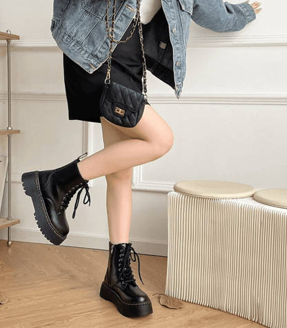 Eline Damen Plateaustiefel Leder Komfort
