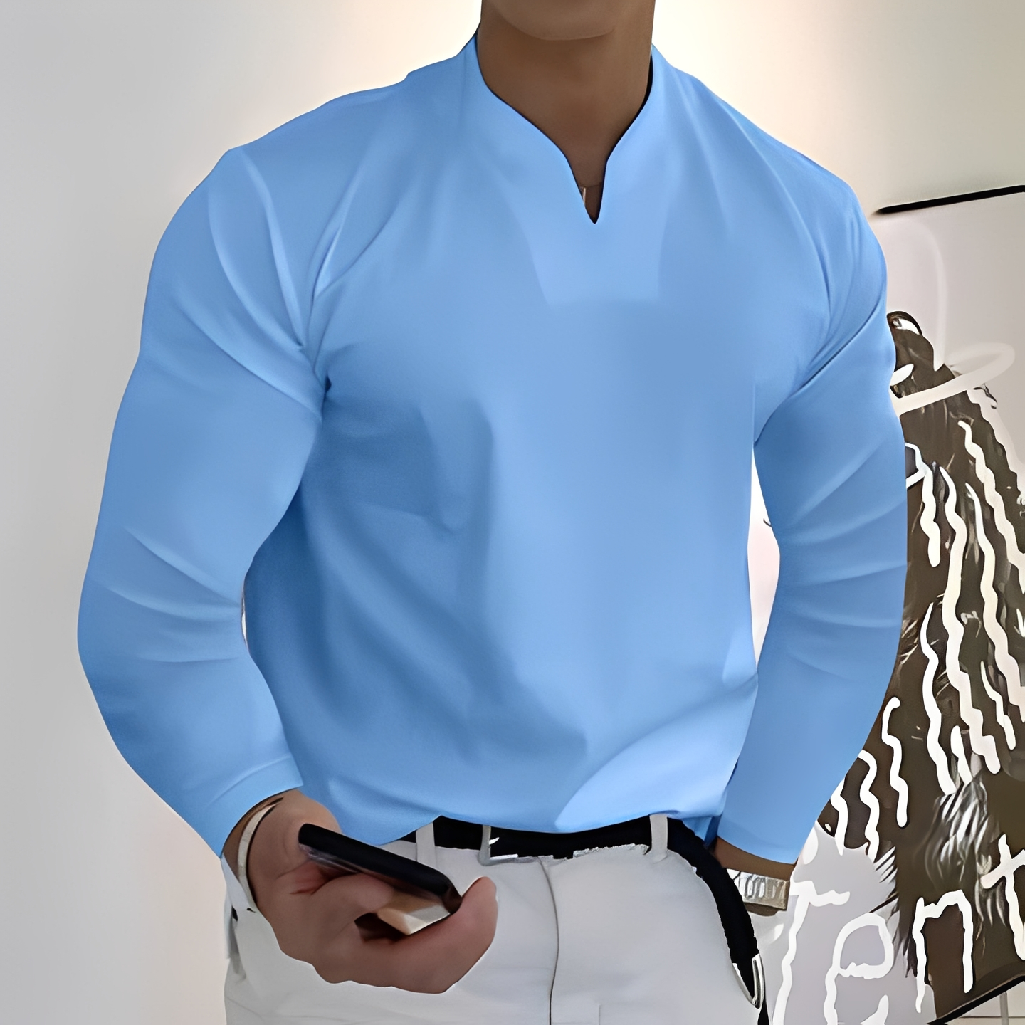 Herren Langarmhemd Trendmodell Baumwolle Weiß