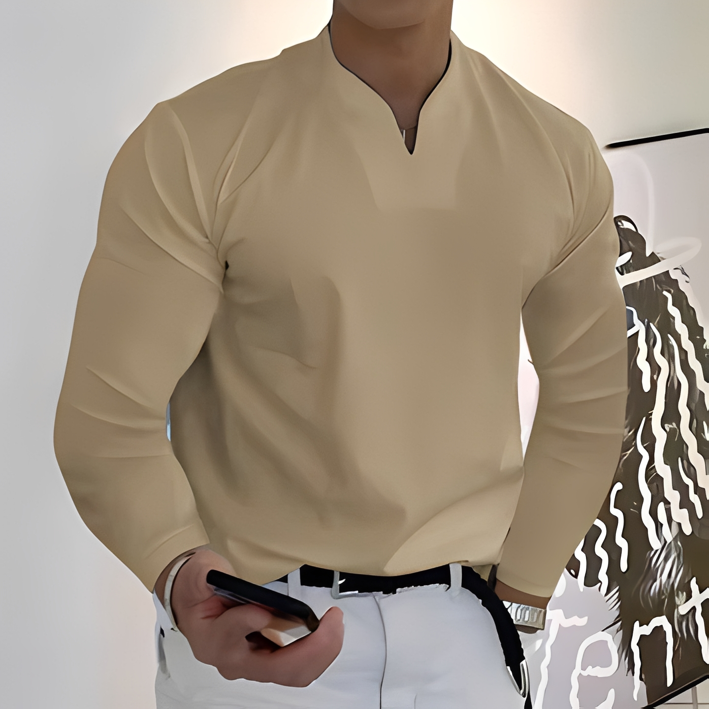 Herren Langarmhemd Trendmodell Baumwolle Weiß