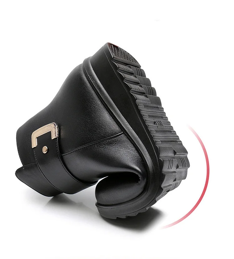 Damen Leder Orthopädische Stiefeletten Fleece Keilboots