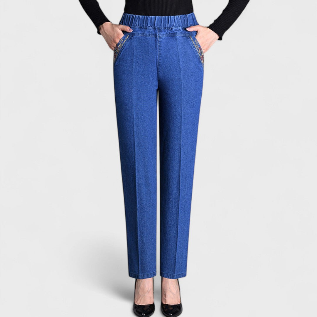 Damen Stretch-Jeans Bequem Elastisch Schwarz - Norvielle