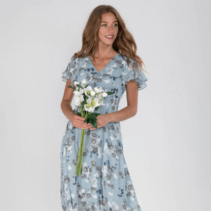 Damen Maxikleid V-Ausschnitt Durchgehende Linienführung