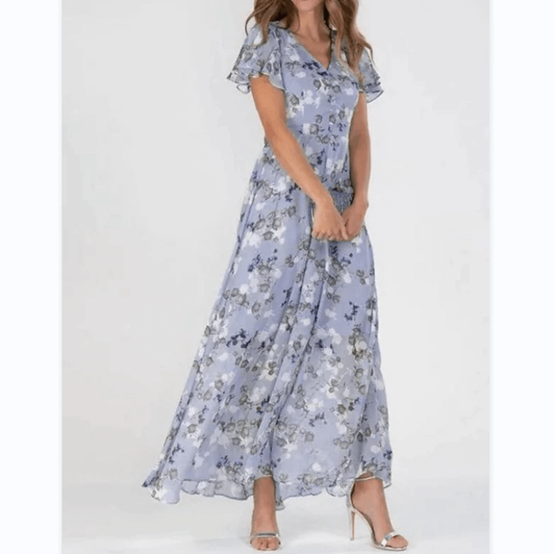 Damen Maxikleid V-Ausschnitt Durchgehende Linienführung - Norvielle