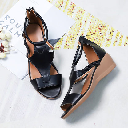 Damen Römer Sandalen Komfort Keilabsatz Beige