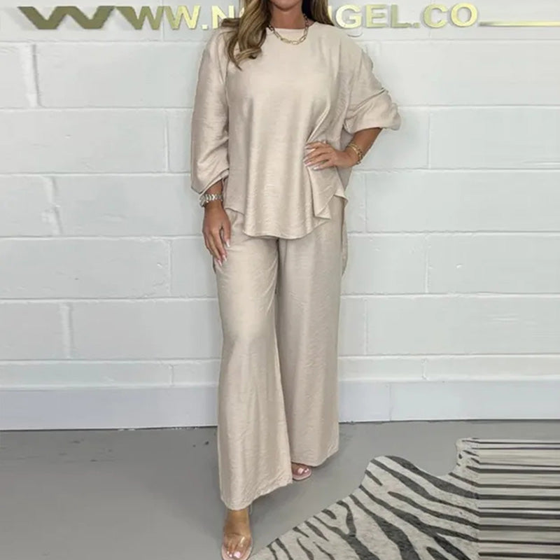 Damen Sweatshirt-Set Lockeres Norvielle Baumwolle Beige
