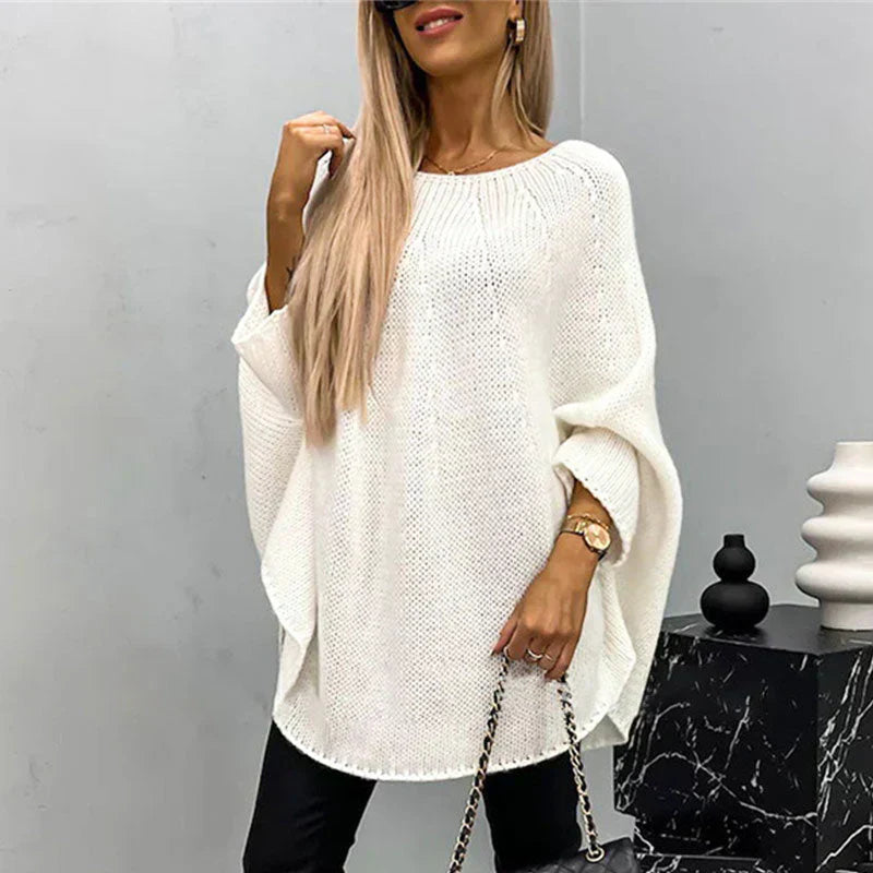 Damen Oversized Pullover Grobstrick Bootsausschnitt Langärmlig - Norvielle