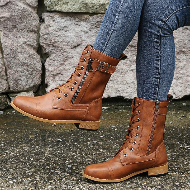 Norvielle Damen Orthopädische Stiefeletten Seitlich Reißverschluss