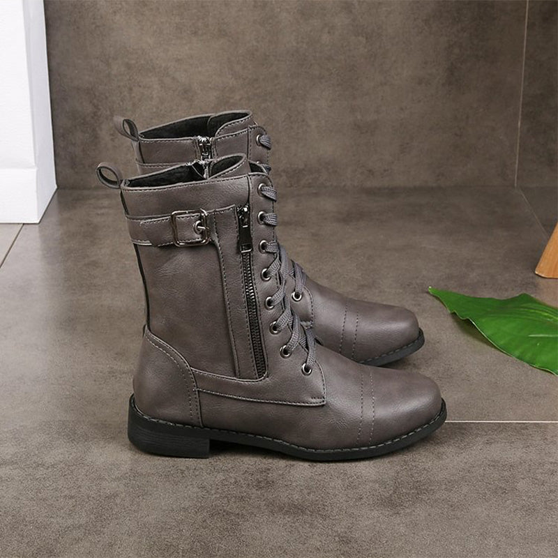 Norvielle Damen Orthopädische Stiefeletten Seitlich Reißverschluss