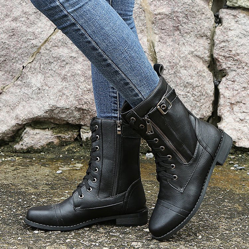 Norvielle Damen Orthopädische Stiefeletten Seitlich Reißverschluss