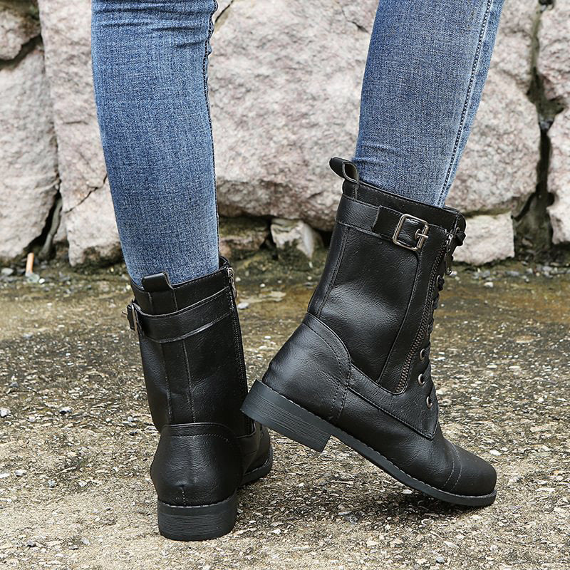 Norvielle Damen Orthopädische Stiefeletten Seitlich Reißverschluss