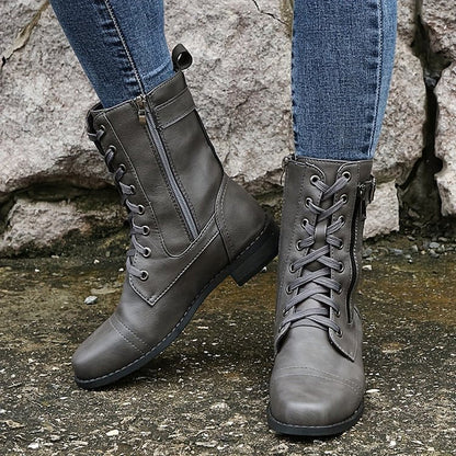 Norvielle Damen Orthopädische Stiefeletten Seitlich Reißverschluss