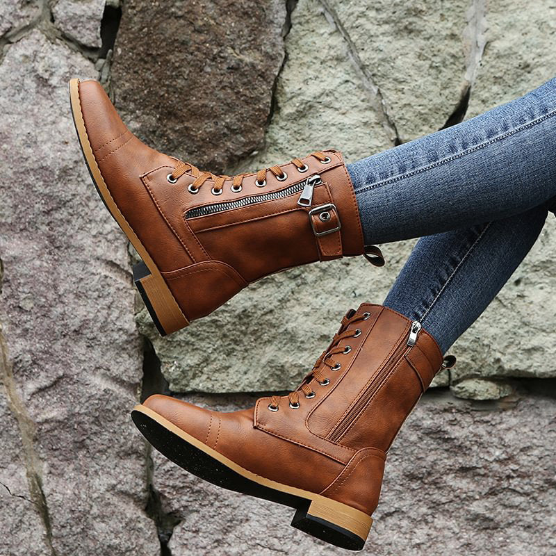 Norvielle Damen Orthopädische Stiefeletten Seitlich Reißverschluss