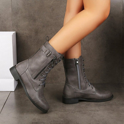 Norvielle Damen Orthopädische Stiefeletten Seitlich Reißverschluss